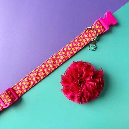 Collar para perros Patos con flor tul fucsia