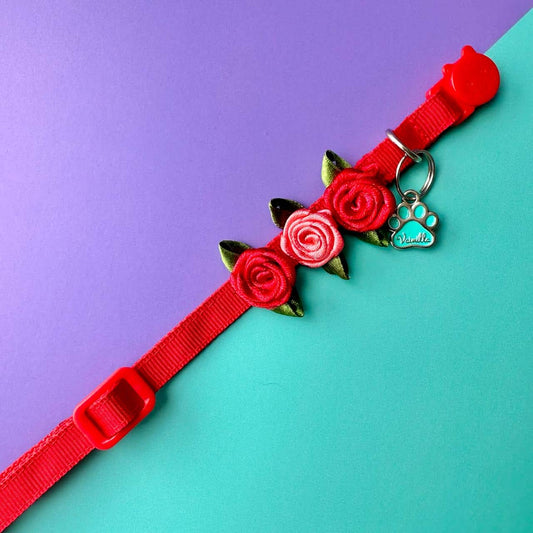 Collar para gatos con rosas Rojo 1