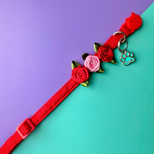 Collar para gatos con rosas Rojo 2