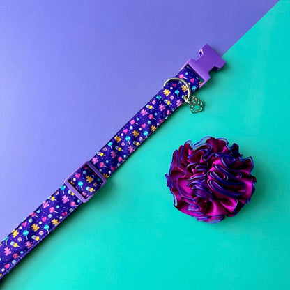 Collar para perros Candy con flor tul morada