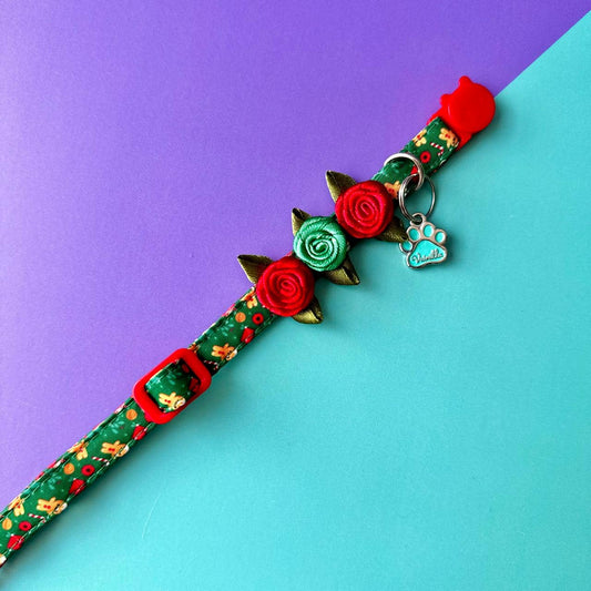 Collar para gatos con rosas Navidad Galletas