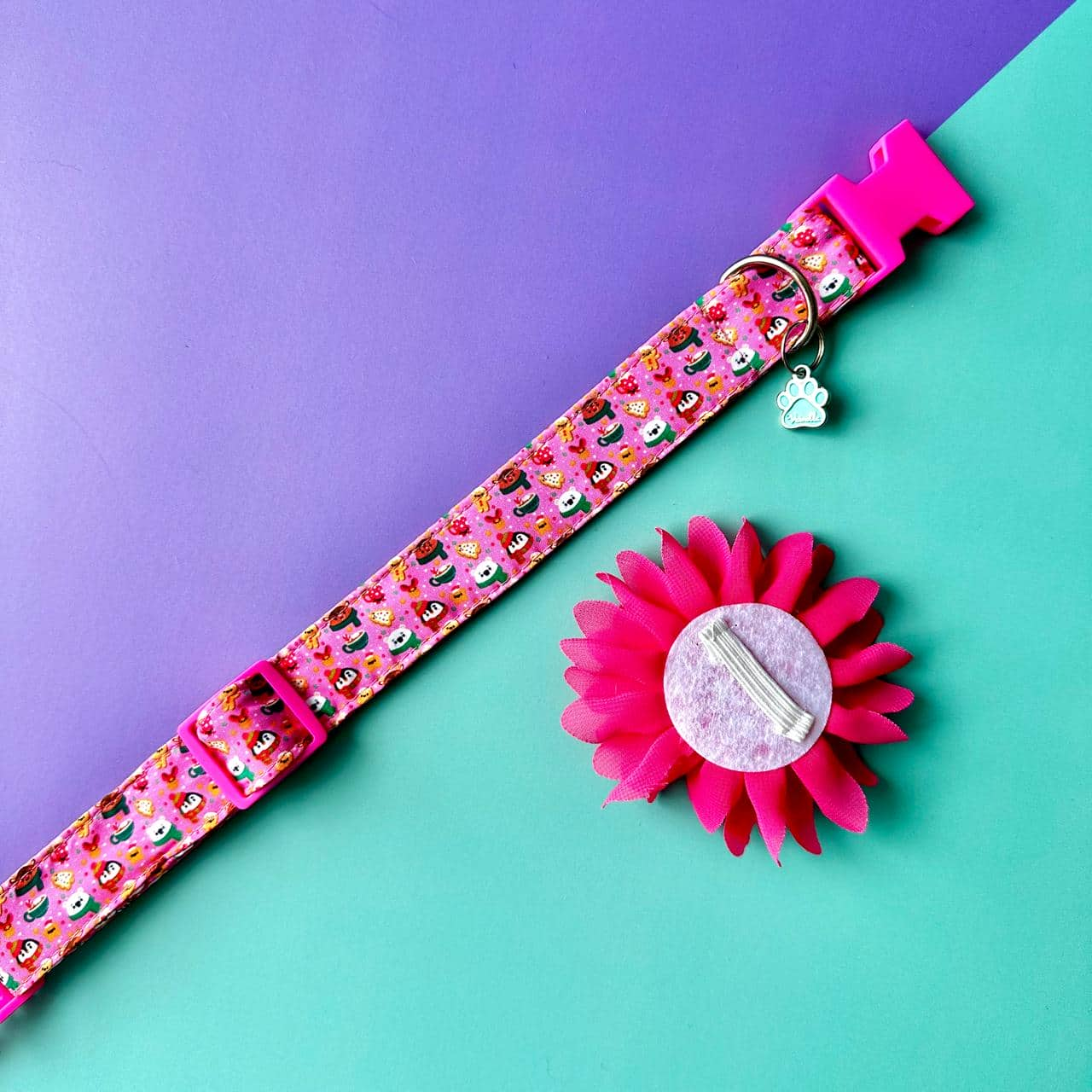 Collar para perros con flor seda de Navidad - Magia Polar rosa